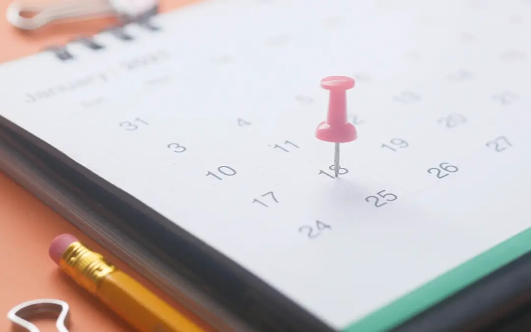 calendário com dia marcado